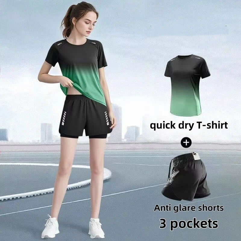 Badminton Outfit - Sportkledingset voor dames, hardloopshorts, T-shirt, yogakleding,