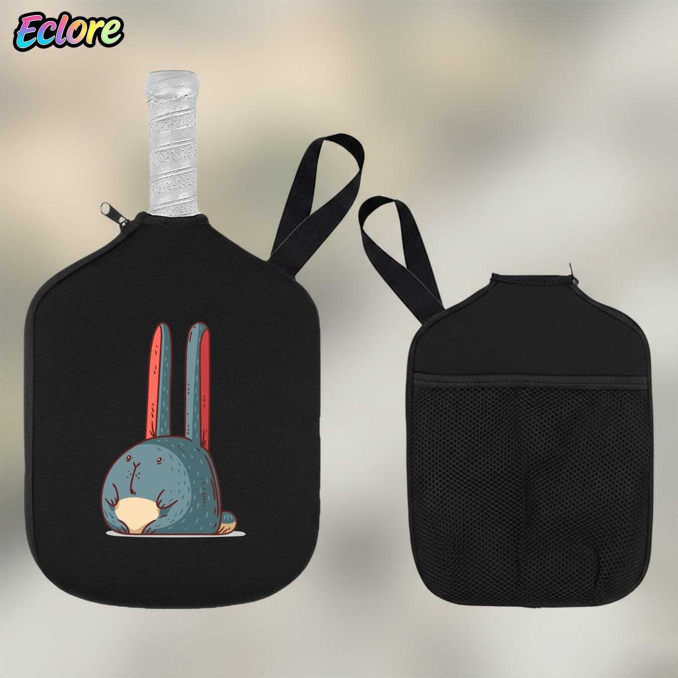Racket Cover Bag - Schattige konijnen-pickleball-paddle tas, duurzame cartoon racket
