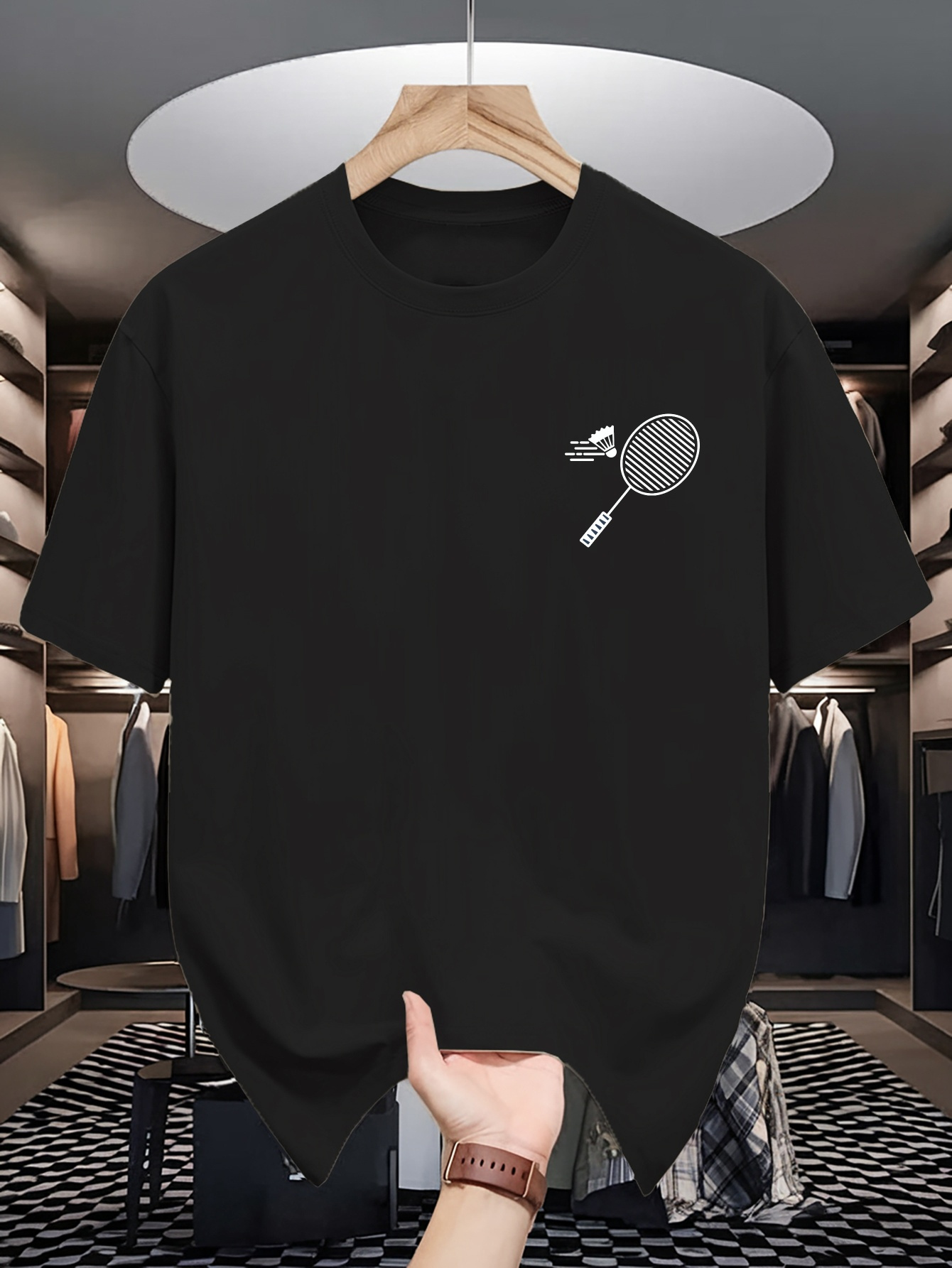 Badminton Lovers - Heren T-shirt met ronde hals, minimale
